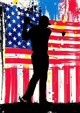 Golfing American Flag