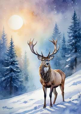 Majestic Deer in Winter