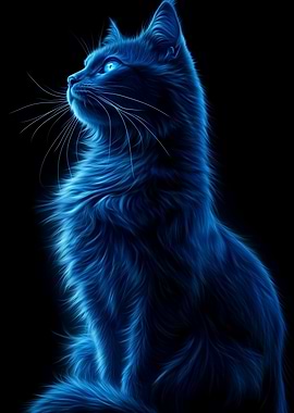 Blue Cat Silhouette