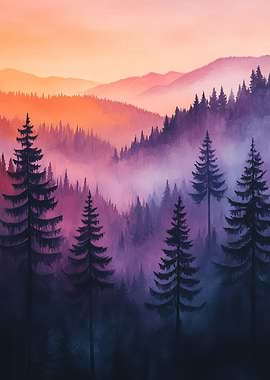 Misty Mountain Sunset