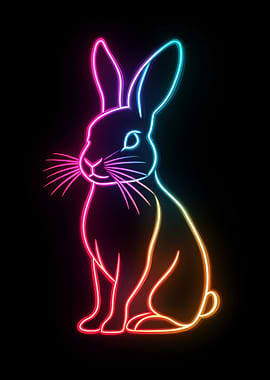 Rainbow Neon Rabbit