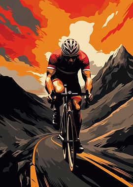 Cyclist in Mountain Pass