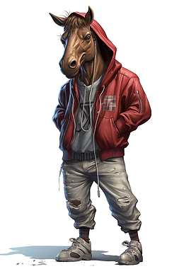 Funny Horse in Hoodie