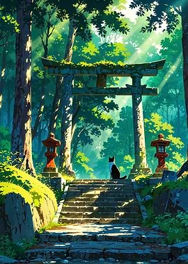 Cat at Torii Gate