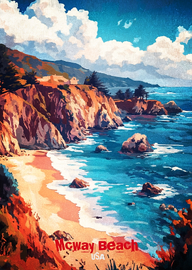 McWay Beach Art Poster
