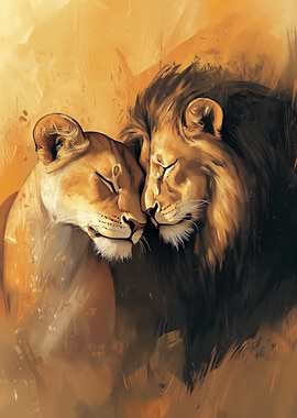 Lion Couple Portrait