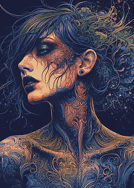 Woman with Intricate Tattoo