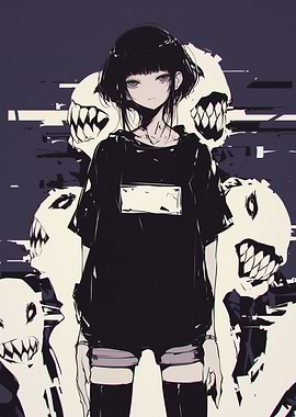 Anime Girl with Monsters