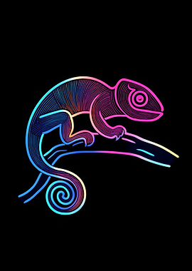 Neon Chameleon Illustration