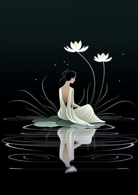 Woman in White Dress by Water