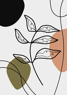Abstract Botanical Line Art