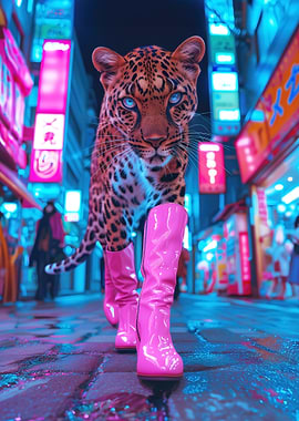 Leopard in Neon City