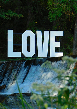 Love Sign by Waterfall