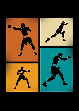 Boxing Silhouette Collage