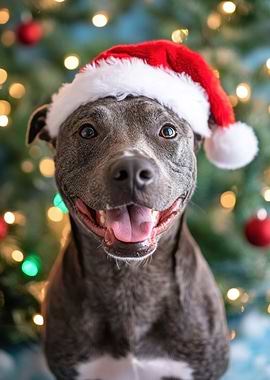Dog in Santa Hat