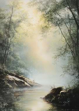 Misty Forest River