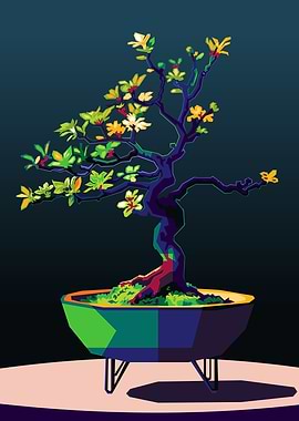 Elegant Bonsai Tree Pop Art