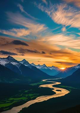 Mountain Sunset Landscape
