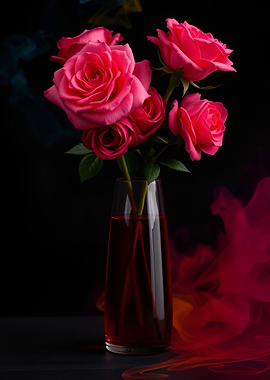 Pink Roses in Vase
