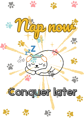 Nap Now, Conquer Later Cat