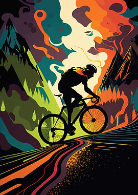 Cyclist in Mountain Landscape