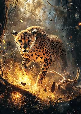Cheetah in Flames