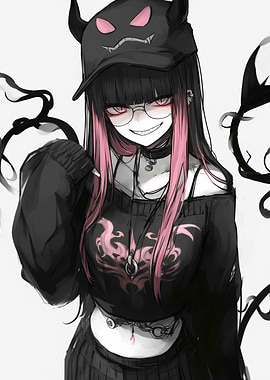 Anime Girl with Devil Horns