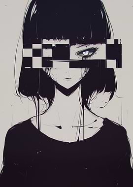 Anime Girl with Glitch Effect