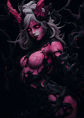 Demoness with Crimson Horns