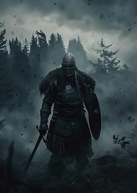 Dark Viking in the Forest