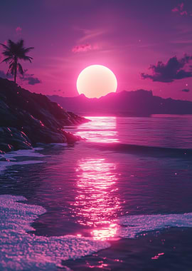 Synthwave Sunset Beach