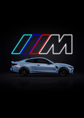 M Car with Neon Logo