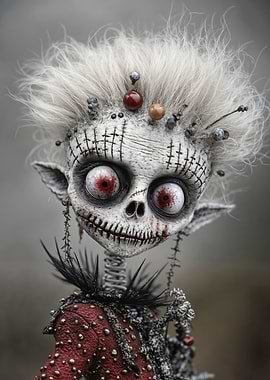 The Frostbound Doll: Creepy Doll with Stitched Face