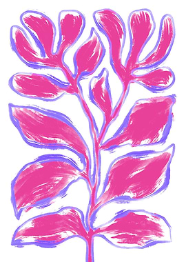 Abstract bold pink Floral Art