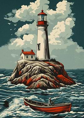 Lighthouse Rowboat