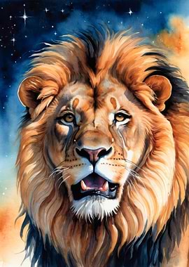Lion Watercolor Painting