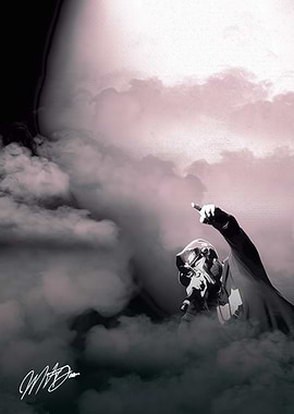 Masked Figure in Clouds