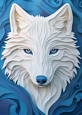 Papercut Wolf Portrait
