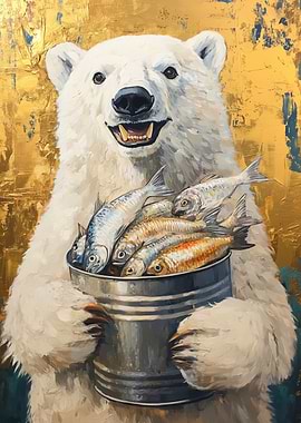 Polar Bear with Fish