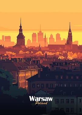Warsaw Skyline Sunset