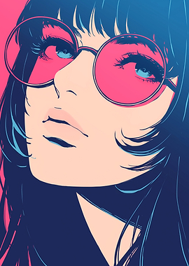 Anime Girl with Pink Sunglasses
