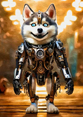 Cyberpunk Husky Robot