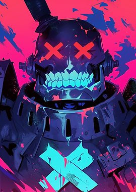 Cyberpunk Skull Warrior