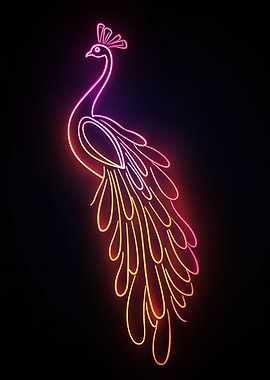 Neon Peacock Illustration