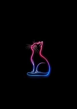Neon Cat Silhouette