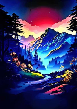 Mountain Valley Sunset