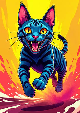 Blue Cat Running