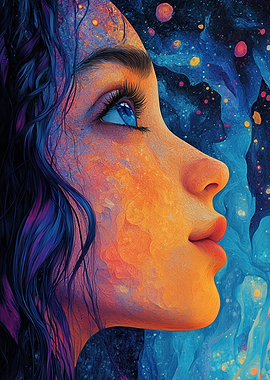 Girl Gazing at Stars