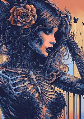 Dark Fantasy Woman with Rose