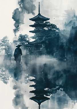 Japanese Pagoda in Mist